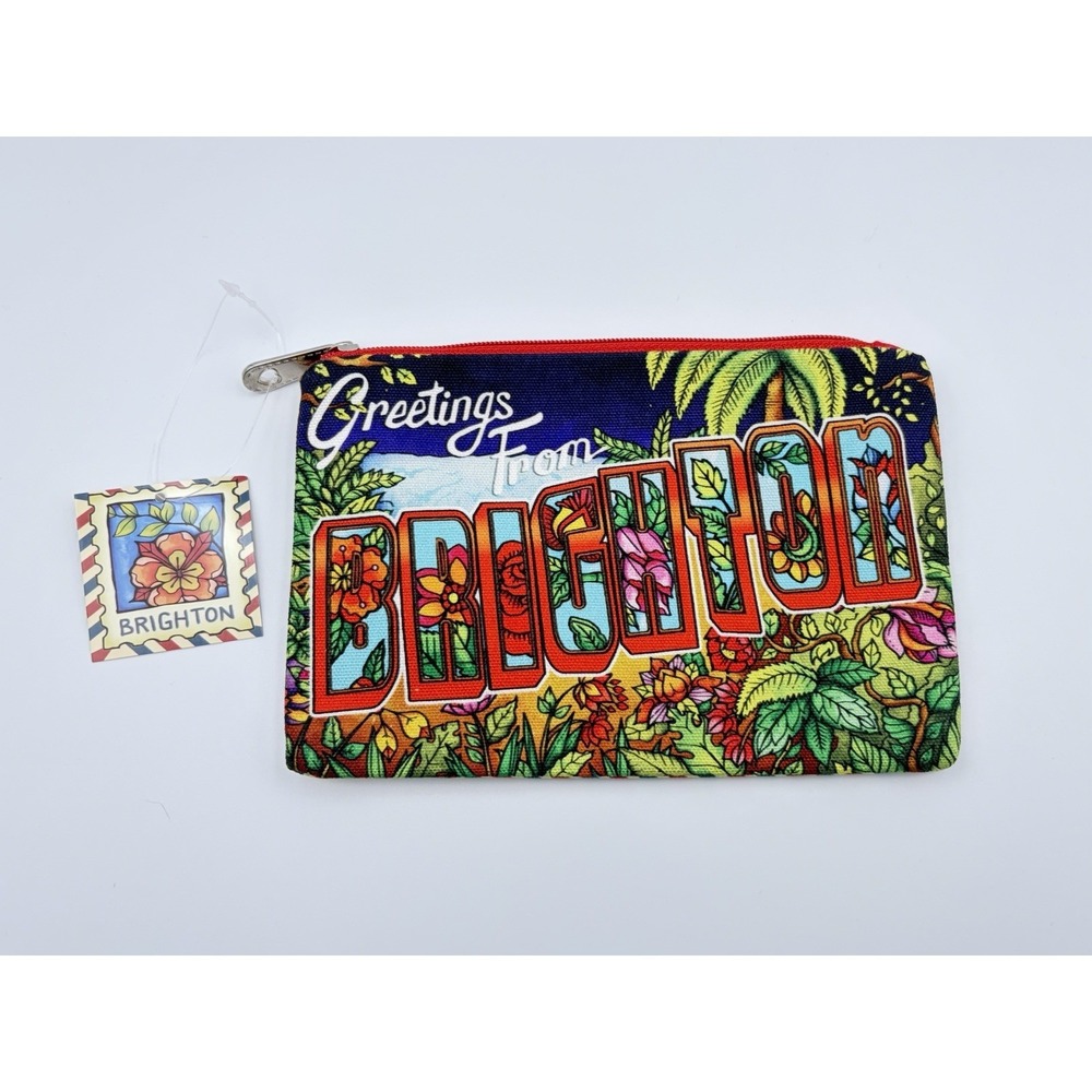 NWT Brighton Postcard Pouch Greetings From Brighton Canvas Makeup Bag D30240